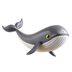 Obraz premium A cute 3D-rendered cartoon whale, showcasing a friendly expression and sleek design, swimming in a playful pose.