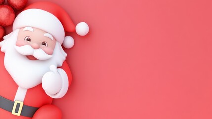 Fototapeta premium A cartoon image of Santa Claus giving a thumbs up
