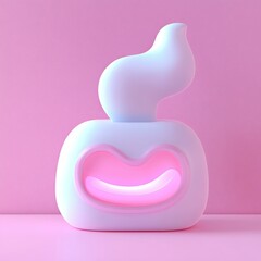 Modern Abstract Candle Sculpture, Pink Light-Up Cube
