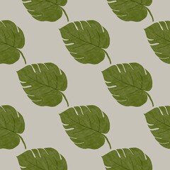 Fototapeta premium Pattern with green leave 