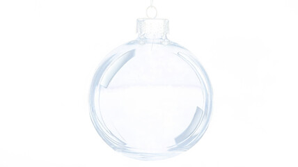 Christmas transparent isolated glass bauble. Luxury  golden PNG  Xmas and New Year design. Glossy holographic futuristic decoration element.