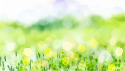 Obraz premium Watercolor landscape background illustration of a bright meadow