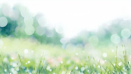 Obraz premium Watercolor landscape background illustration of a bright meadow