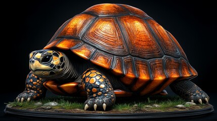 Obraz premium Realistic Turtle Statue, Lifelike Miniature Figure for Decoration