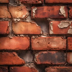 Peeling and Eroded Brick Wall Texture, created by generative AI
