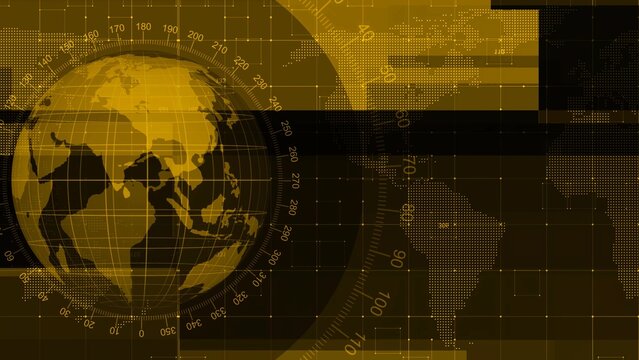 Abstract Digital World Map with Yellow Globe