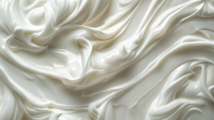 Fototapeta premium pure white creamy lotion skin care cream or yoghurt texture background pattern; top view; high resolution photo