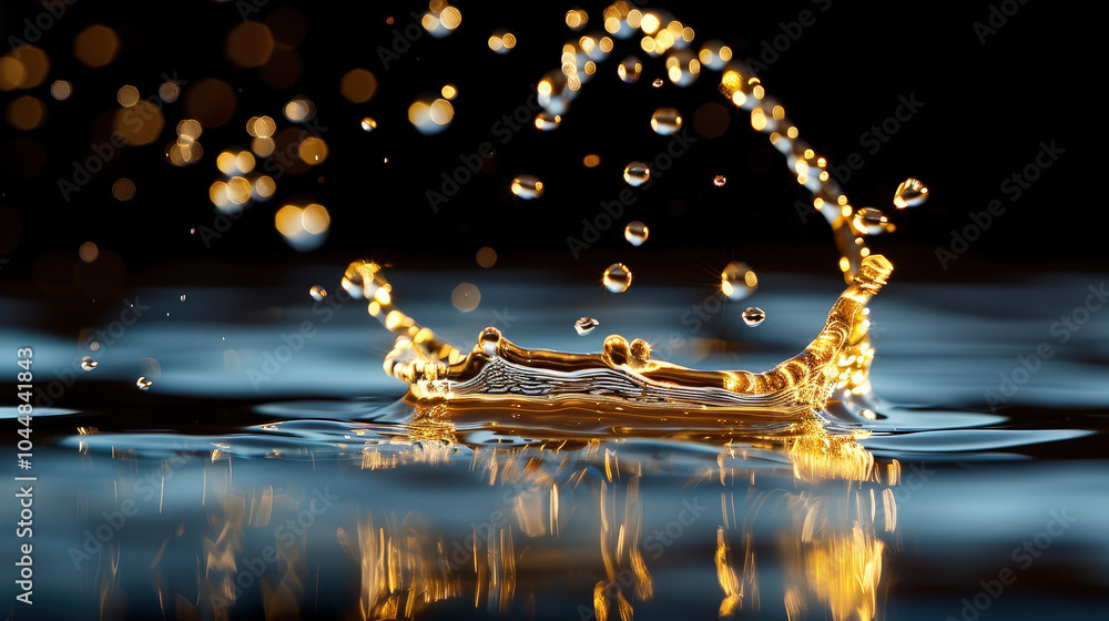 Poster liquid gold texture with smooth rippling surfaces creates mesmerizing visual effect. shimmering drop