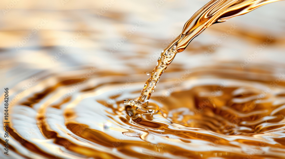 Poster liquid gold texture with soft ripples and shimmering reflections creates mesmerizing visual effect. 