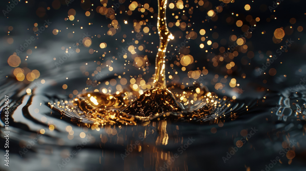 Poster liquid gold texture with soft ripples and shimmering droplets creates mesmerizing visual effect. int