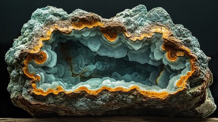 Obraz premium Intricate Geode Crystal Formation - A Glimpse into Earth's Beauty
