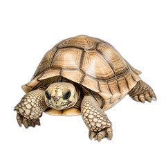 Closeup of a radiated tortoise with transparent background