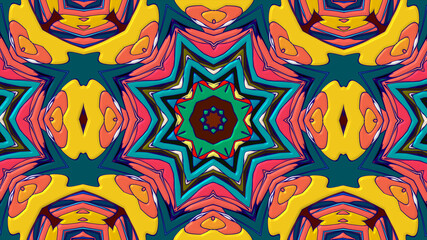 Abstract colorful psychedelic mandala kaleidoscope background pattern for a summer music festival
