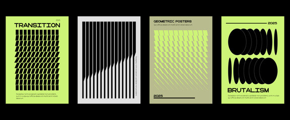 Posters with silhouette minimalistic basic figures, extraordinary graphic assets of geometrical shapes transition style. Modern minimalistic print.