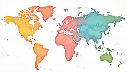 Colorful world map with gradient colors on white background