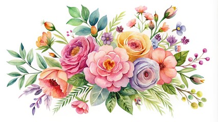 Watercolor floral bouquet clipart Handpainted flowers clip art
