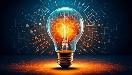 A conceptual image showcasing a light bulb as a metaphor for an innovative breakthrough and smart idea, symbolizing genius marketing strategy planning and creative thinking in business