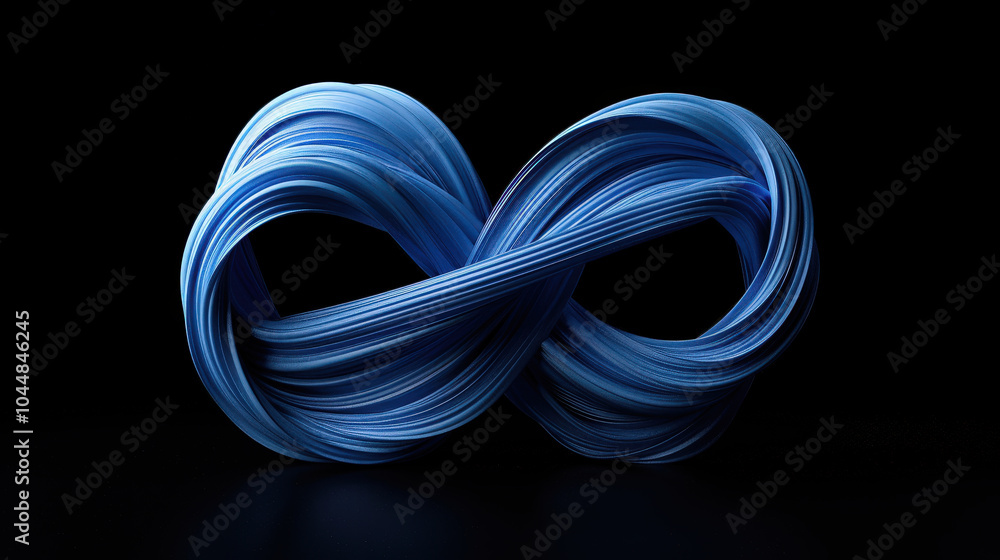 Poster captivating abstract representation of infinity symbol, crafted from flowing blue strands that creat
