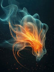 Obraz premium Glowing Bioluminescent Deep Sea Creature Illustration