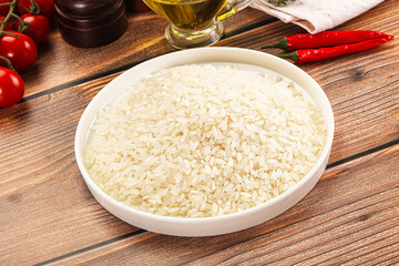 Dry Arborio rice for risotto