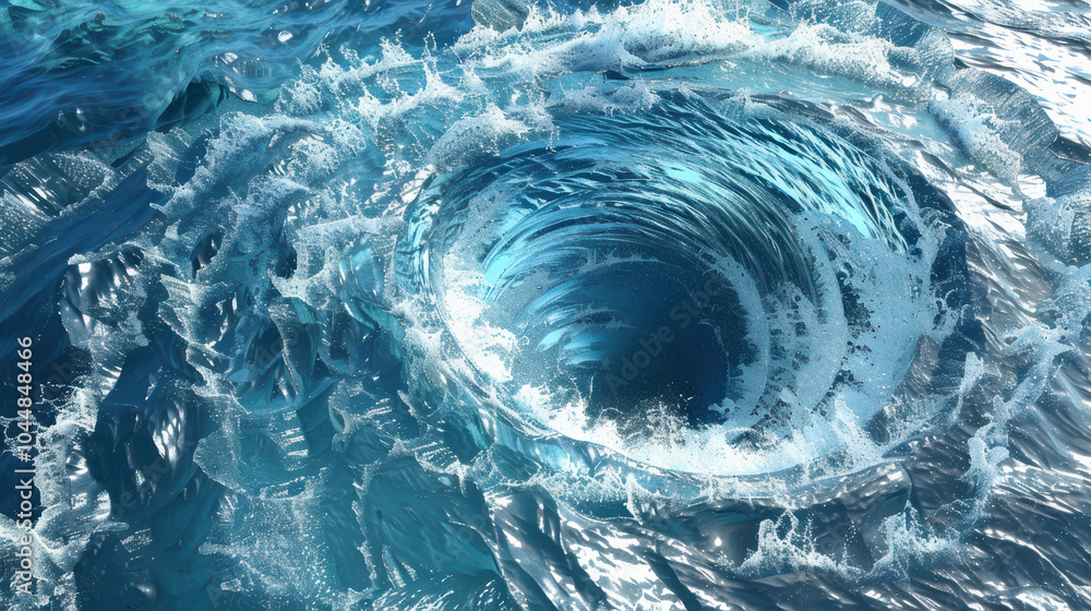 Poster powerful whirlpool forming in middle of ocean creates mesmerizing display of swirling water and dyna