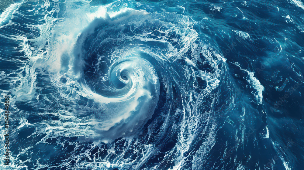 Poster powerful whirlpool forming in middle of ocean creates mesmerizing display of swirling water and frot