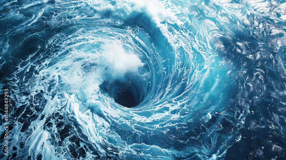 Poster powerful whirlpool forming in middle of ocean creates mesmerizing display of swirling water and dyna