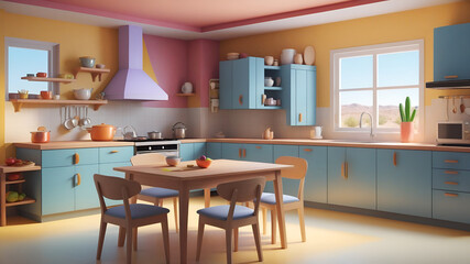 modern kitchen interior with kitchen