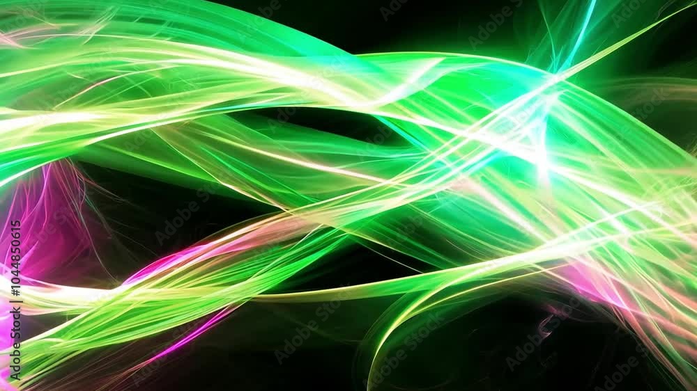 Poster colorful abstract light trails intertwining in a vibrant display on a dark background