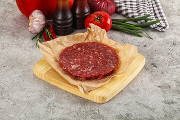 Raw beef burger cutlet minced meat