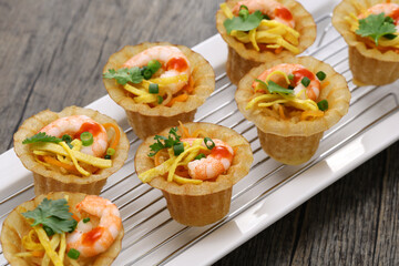 Homemade Kuih(kueh) pie tee, Malaysian Nyonya cuisine appetizer. close up