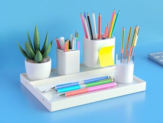 Fototapeta premium A detailed render of a desktop organizer with compartments