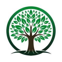 Obraz premium Abstract vibrant tree logo design, root vector - Tree of life logo