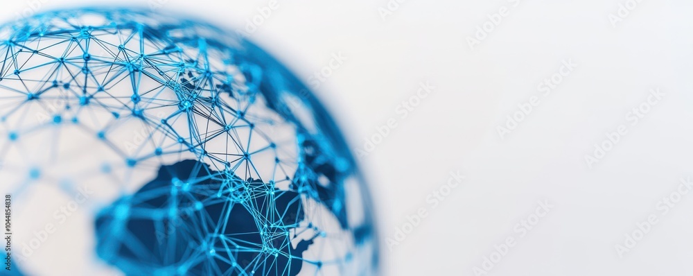 Poster abstract globe with interconnected lines representing global connectivity and digital networking in 