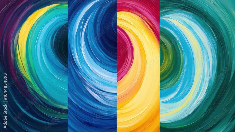Aufkleber abstract swirl art with vibrant colors creating a dynamic and energetic visual experience, perfect f