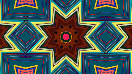 Abstract colorful psychedelic mandala kaleidoscope background pattern for a summer music festival