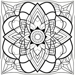 Obraz premium Mandala pattern Coloring book wallpaper design art. tile pattern greeting card sticker lace pattern and tattoo, yoga design. mandala illustration. on white background