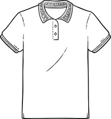 Vector Cartoon Hand Drawn Polo Shirt Line Art