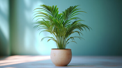 Obraz premium Vibrant Areca Palm Plant in Stylish Pot for Home Decor and Indoor Gardens