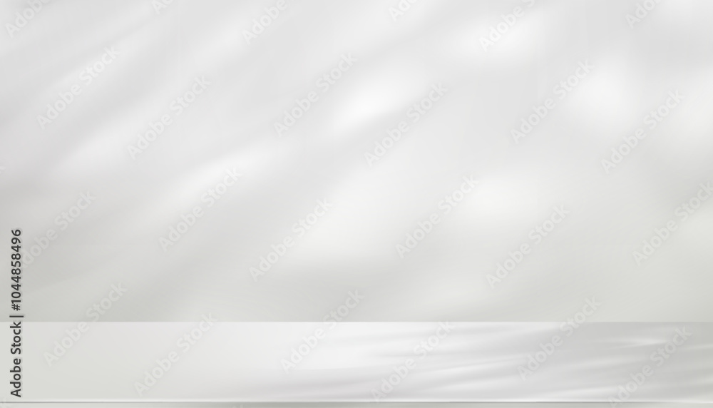 Poster white background,wall interior studio room with light,shadow on 3d podium stand display for spring p