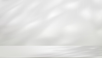 Fototapeta premium White Background,Wall Interior Studio Room with Light,Shadow on 3d Podium Stand Display for Spring Product Design,Vector illustration minimal scene mockup for Winter,Christmas backdrop background