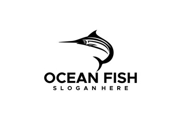 Marlin Fish Ocean Saltwater Wild Nature Logo Design Vector