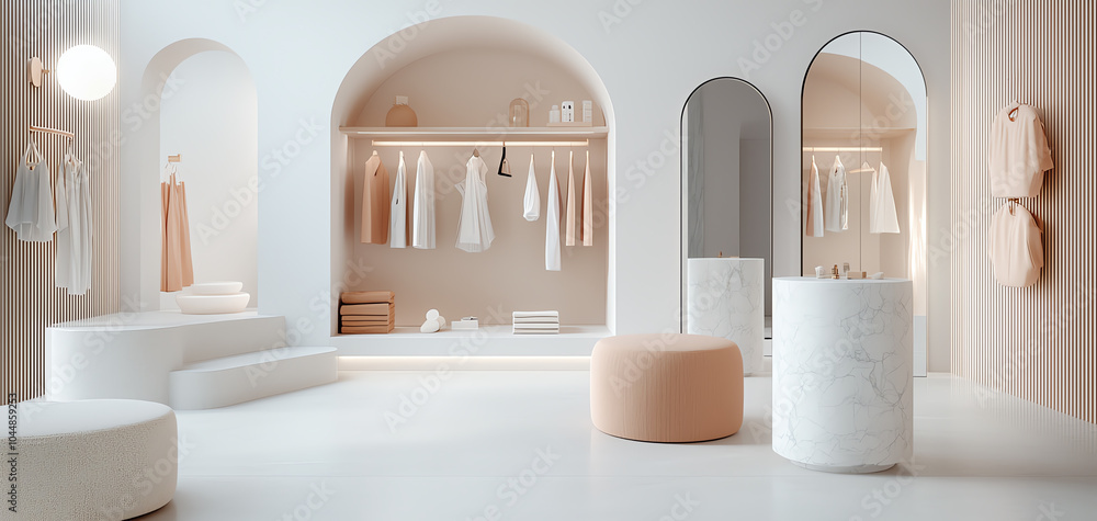 Poster elegant high-end dressing room featuring sleek marble countertops and minimalist design for ultimate