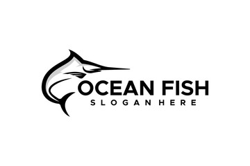 Marlin Fish Ocean Saltwater Wild Nature Logo Design Vector