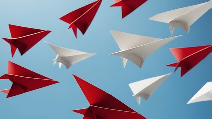 Paper Plane Adventure: Red and White in Flight