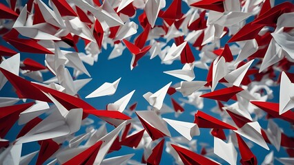 Paper Plane Adventure: Red and White in Flight