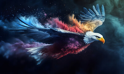 Fantasy beautiful eagle explosion special effects, bald eagle, beautiful eagle, mobile wallpaper, computer wallpaper, background