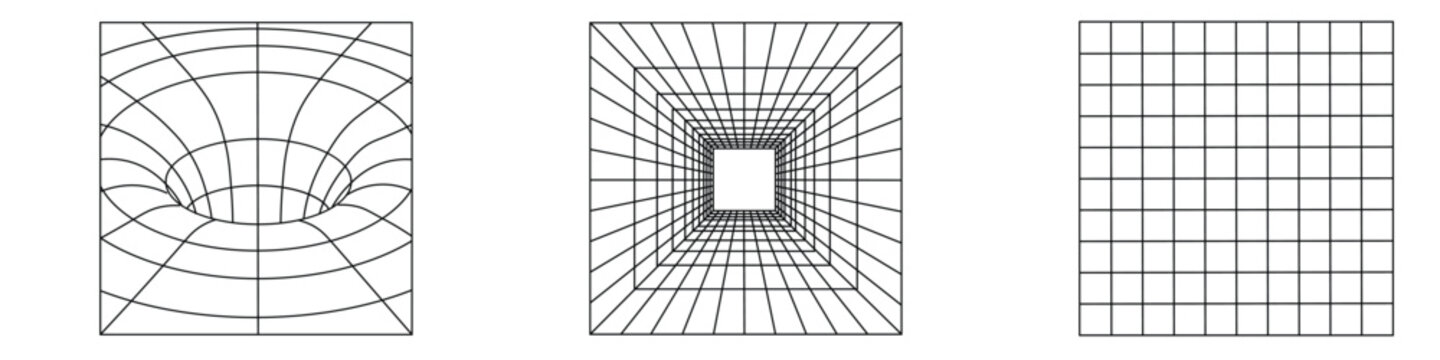 Geometry wireframe grid backgrounds in neon pink color. 3D abstract cyberpunk posters, patterns.