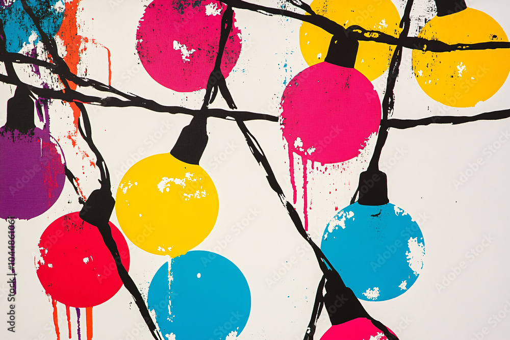 Poster a digital visualization of colorful icons in motion with a sense of speed and energy representing da