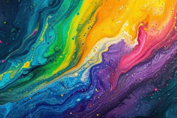 Rainbow liquid metal background backgrounds painting acrylic paint.